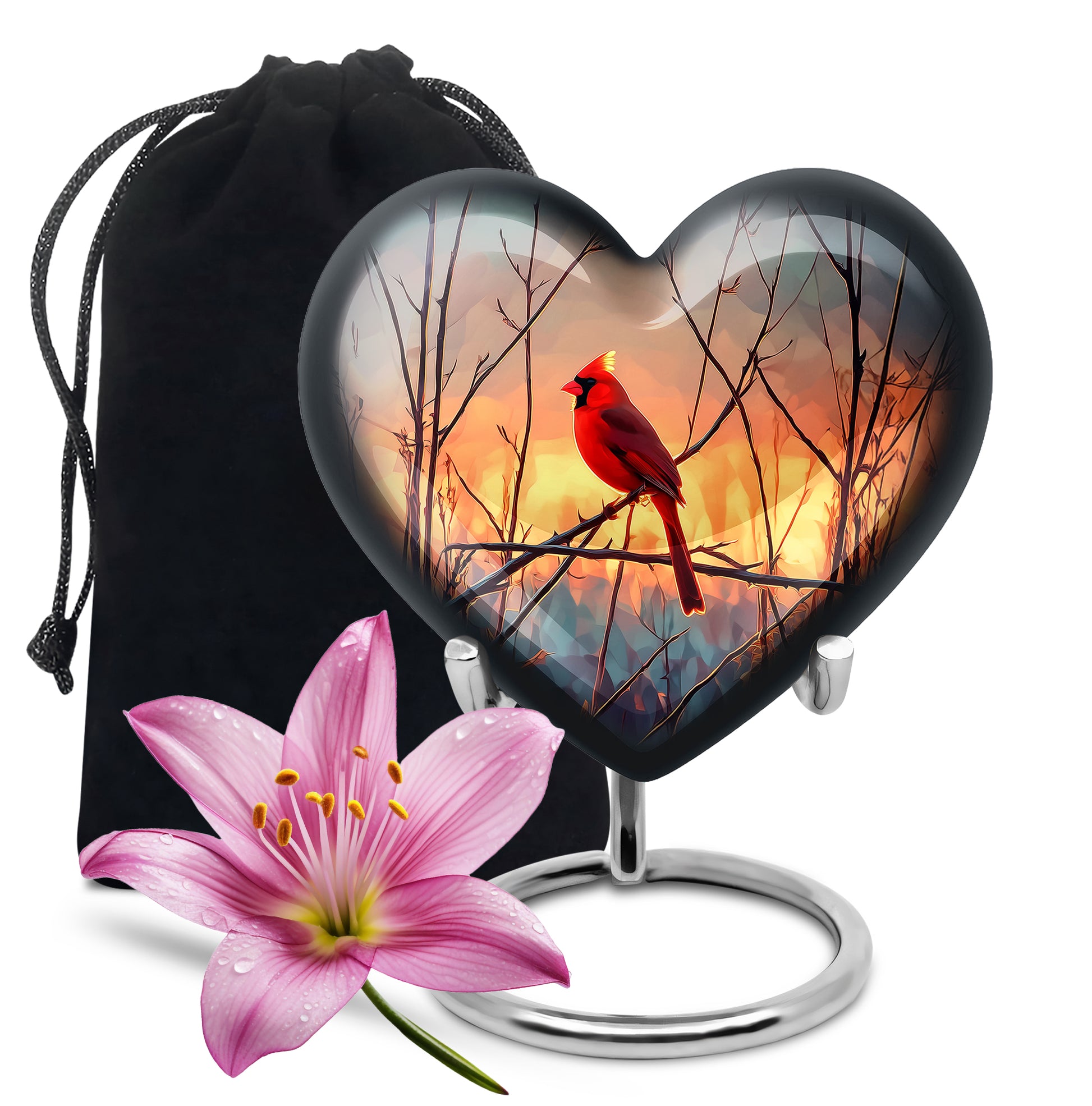 Cardinal Sunset Cremation Urn - Nature Memorial Urn For Human Ashes