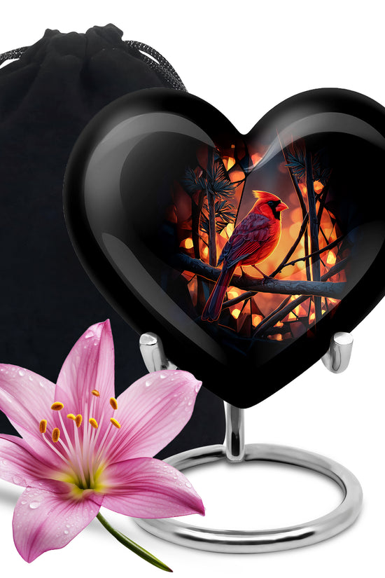Cardinal Tribute Memorial Urn - Forest Theme Cremation Urn For Loved ones