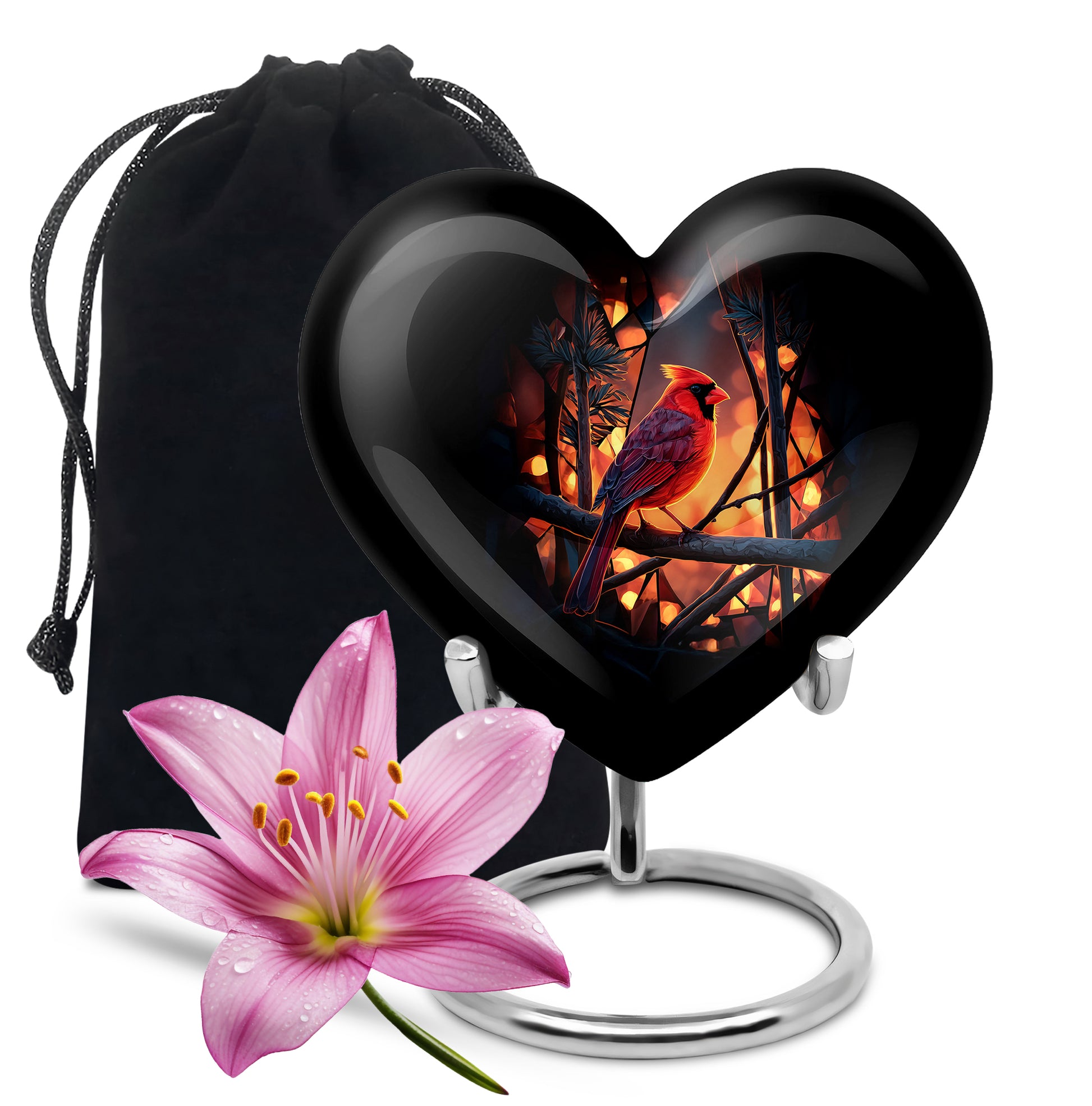Cardinal Tribute Memorial Urn - Forest Theme Cremation Urn For Loved ones