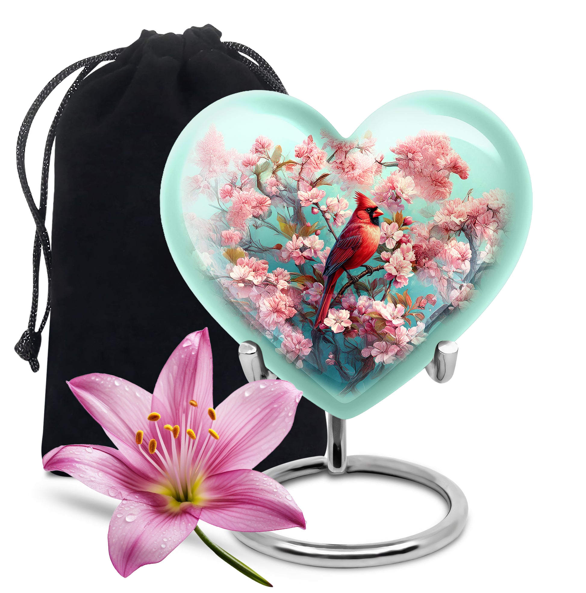 Cardinal Blossom Funeral Urn - Beautiful Memorial Urn For Female