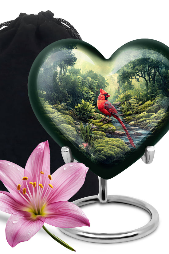 Red Cardinal Cremation Urn - Forest Memorial Urn For Loved Ones