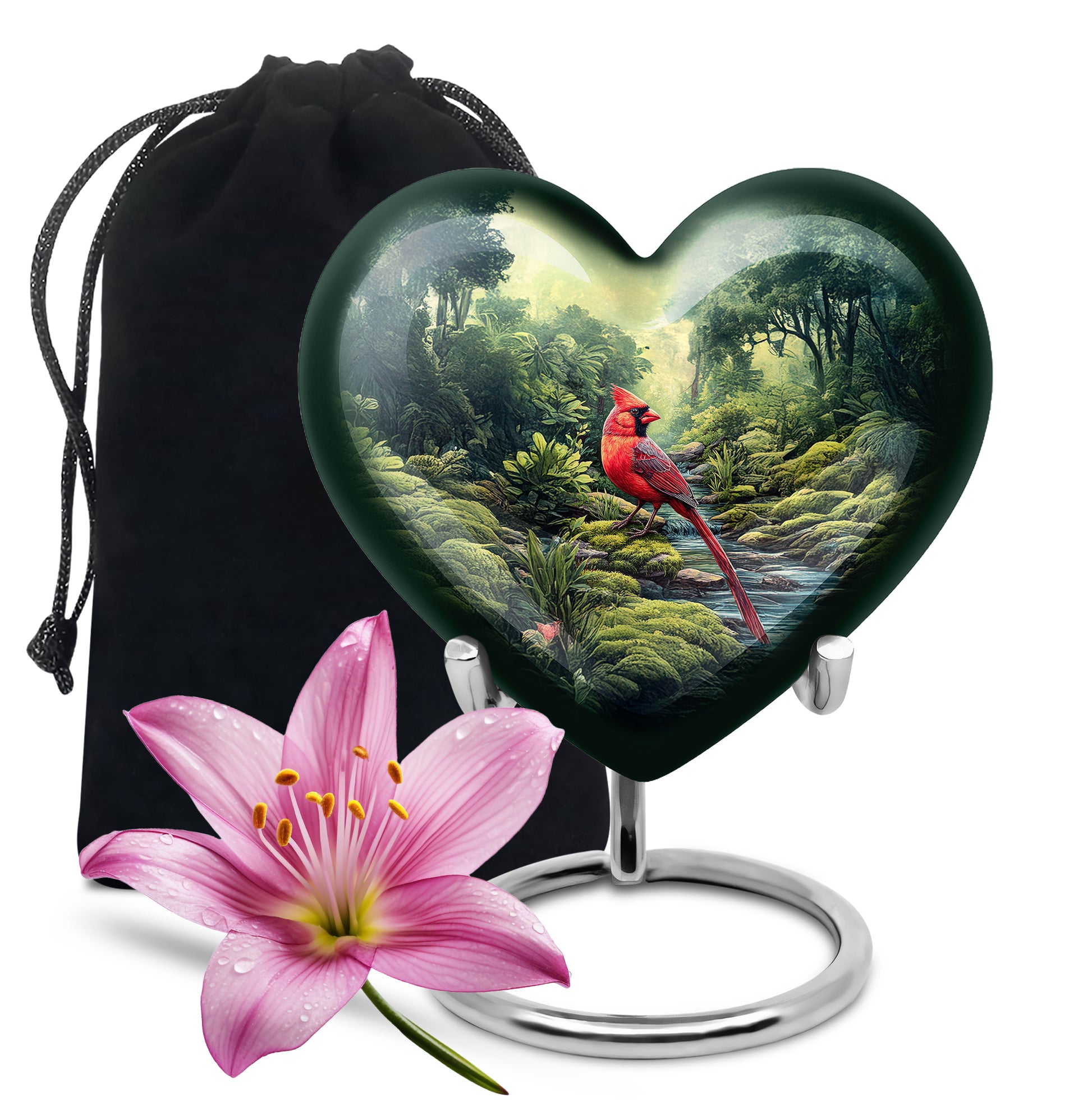 Red Cardinal Cremation Urn - Forest Memorial Urn For Loved Ones