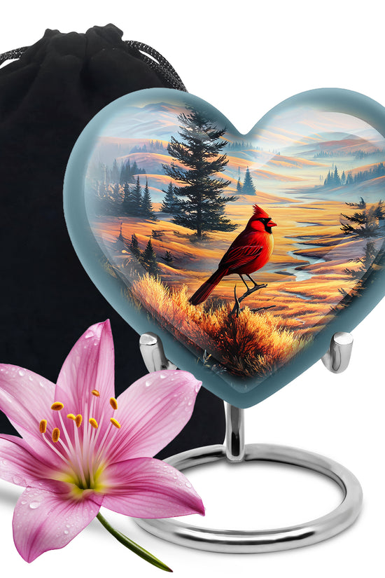 Cardinal Bird Funeral Urn - Peaceful Valley Memorial Urn For Adult Ashes