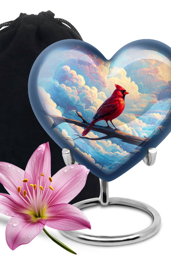 Cardinal Bird Funeral Urn - Peaceful Sky Cremation Urn For Loved Ones