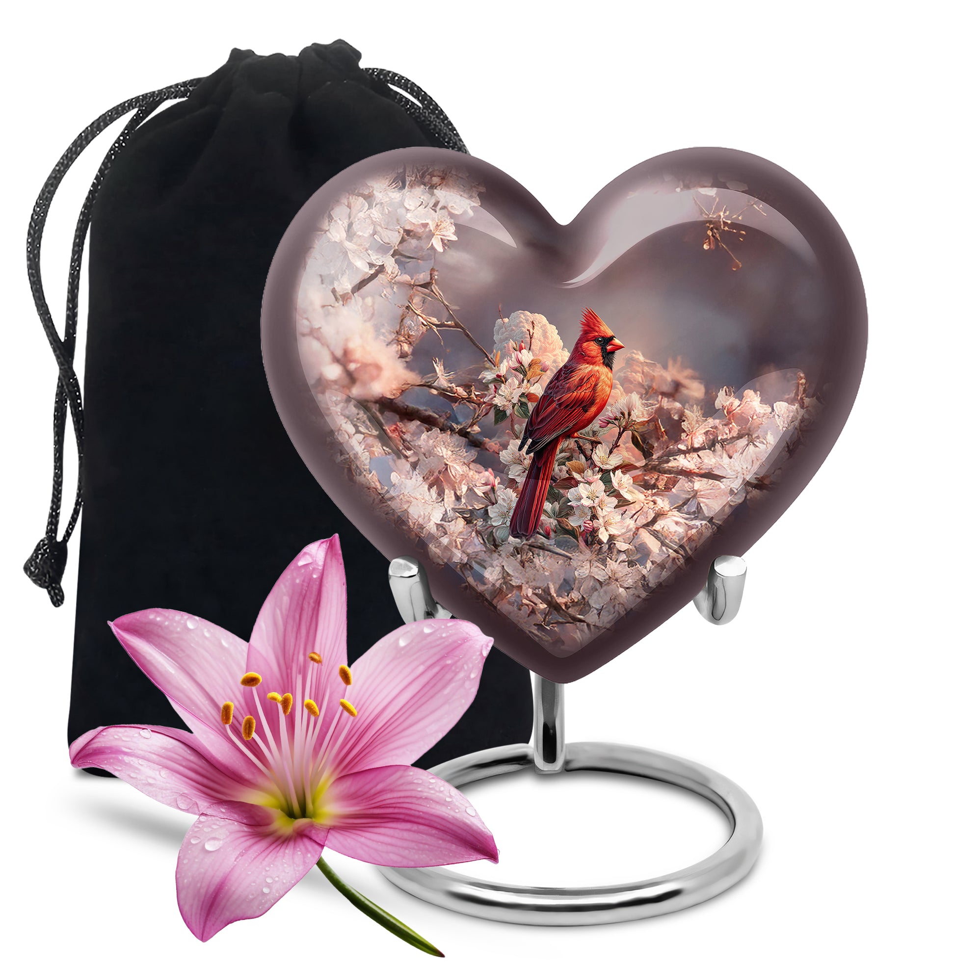 Red Cardinal Bird Memorial Urn - Artistic Memorial Urn For Loved Ashes