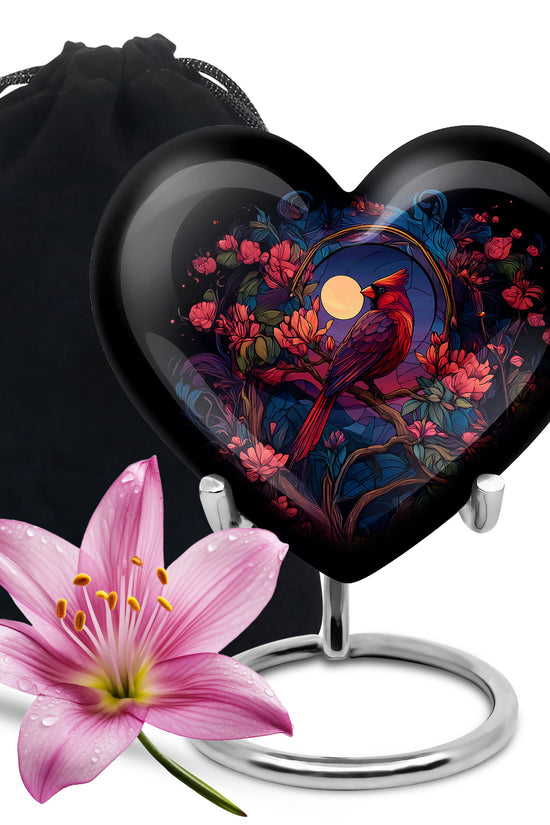 Moonlight Cardinal Cremation Urn - Artistic Memorial Urn For Adult Ashes