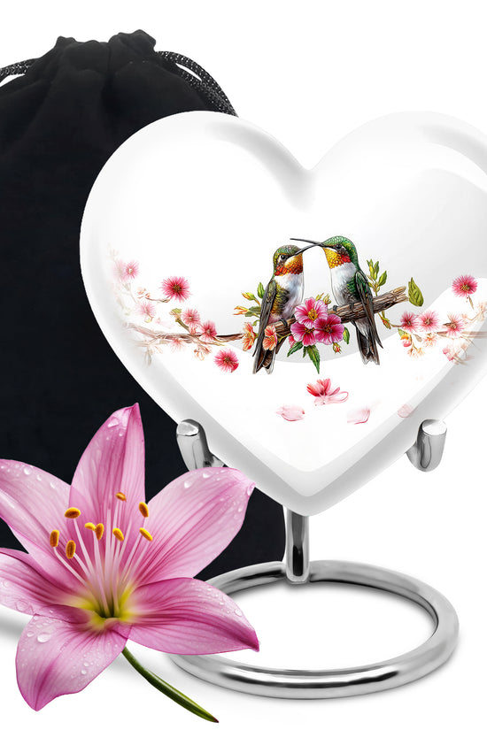 Love Birds Cremation Urn - Hummingbird Memorial Urn For Couple