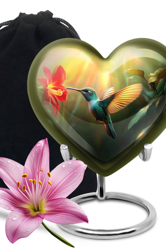 Hummingbird Memorial Urn - Golden Decorative Urn For Adults Ashes