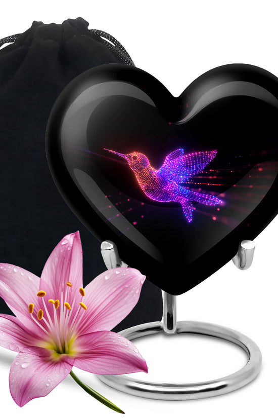 Neon Hummingbird Cremation Urn - Artistic Memorial Urn For Male & Female