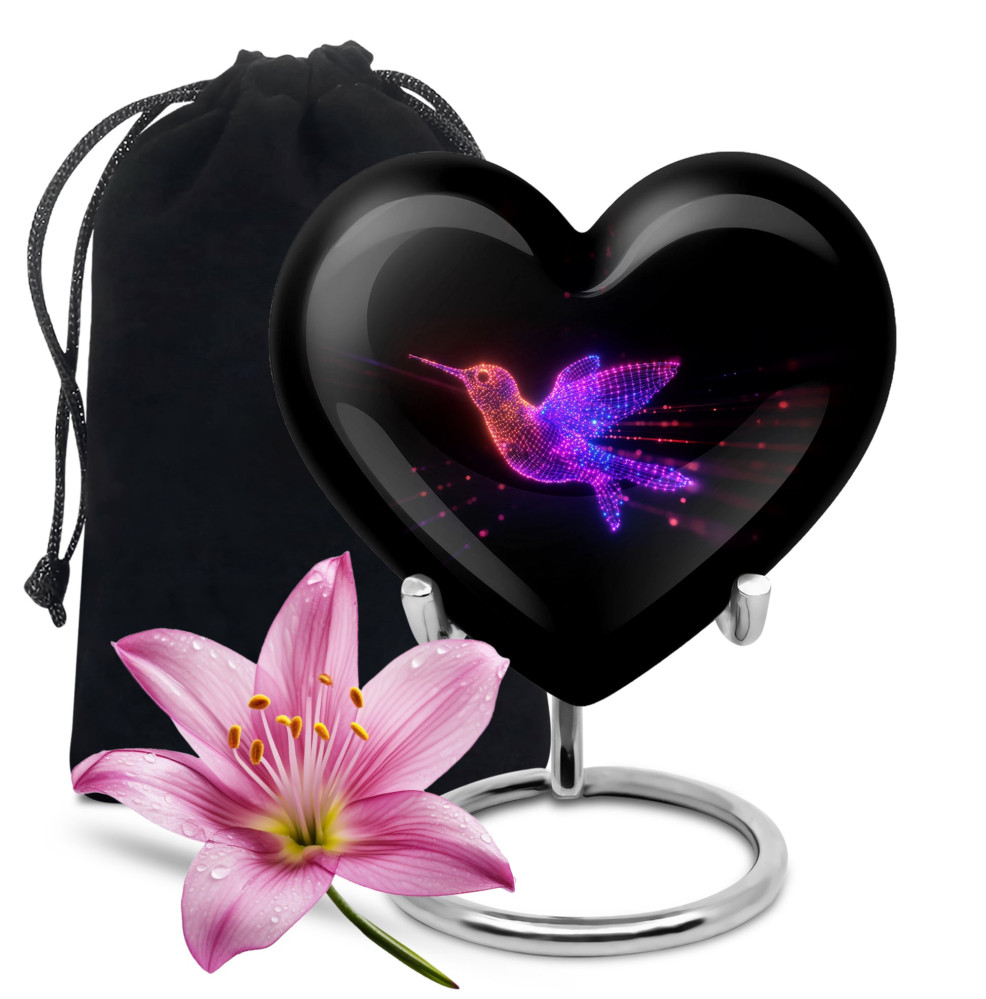 Neon Hummingbird Cremation Urn - Artistic Memorial Urn For Male & Female