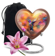 Elegent Hummingbird Funeral Urn - Orange Decorative Urn For Loved Ones