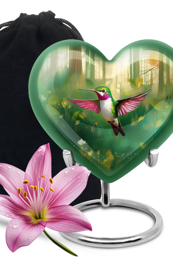 Forest Hummingbird Cremation Urn - Beautiful Natural Memorial Urn For Human Ashes
