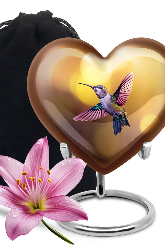 Hummingbird Memorial Urn - Gloden Cremation Urn For Male & Female