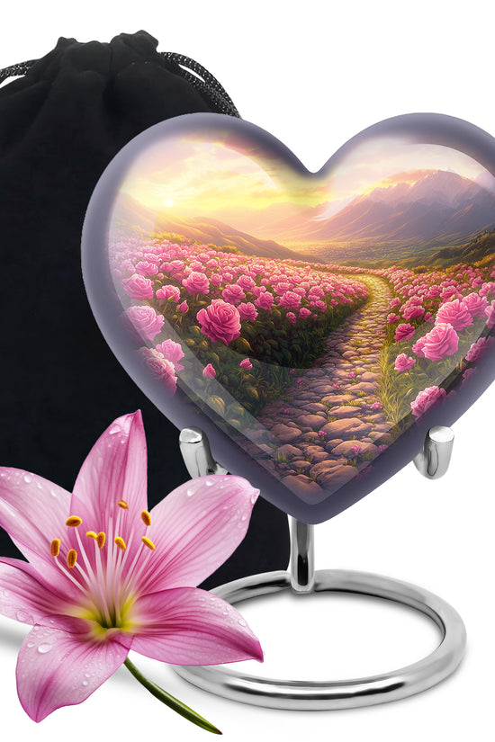 Pink Rose Valley Tribute Urn – Beautiful Cremation Urn For Human Ashes