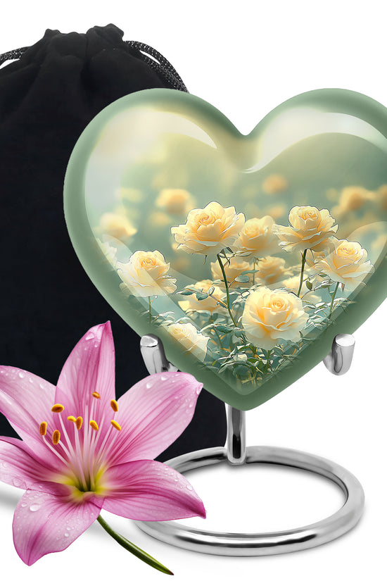 Golden Yellow Rose Memorial Urn – Cremation Urn For Mom & Dad