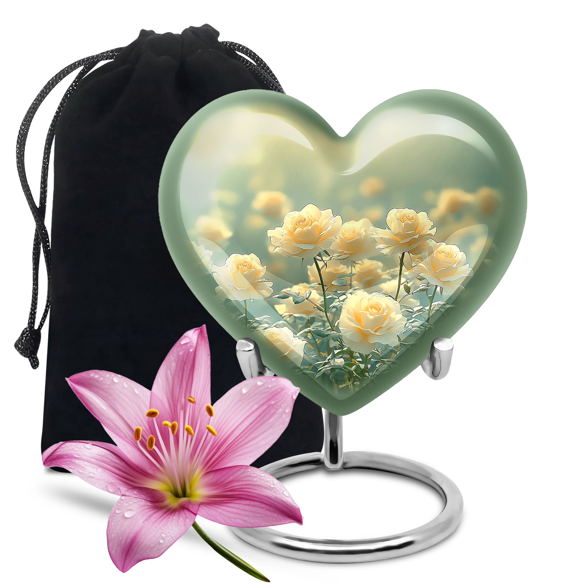 Golden Yellow Rose Memorial Urn – Cremation Urn For Mom & Dad