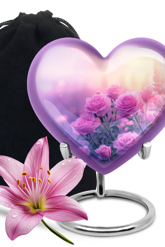 Beautiful Pink Roses Memorial Urn - Floral Cremation Urn For Women