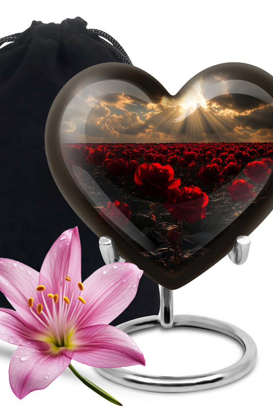 Beautiful Sunlight Memorial Urn - Rose Field Funeral Urn For Women