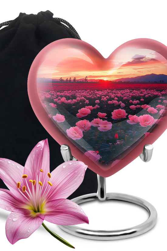 Beautiful Pink Floral Cremation Urn - Sunset Urn For Ashes Adult