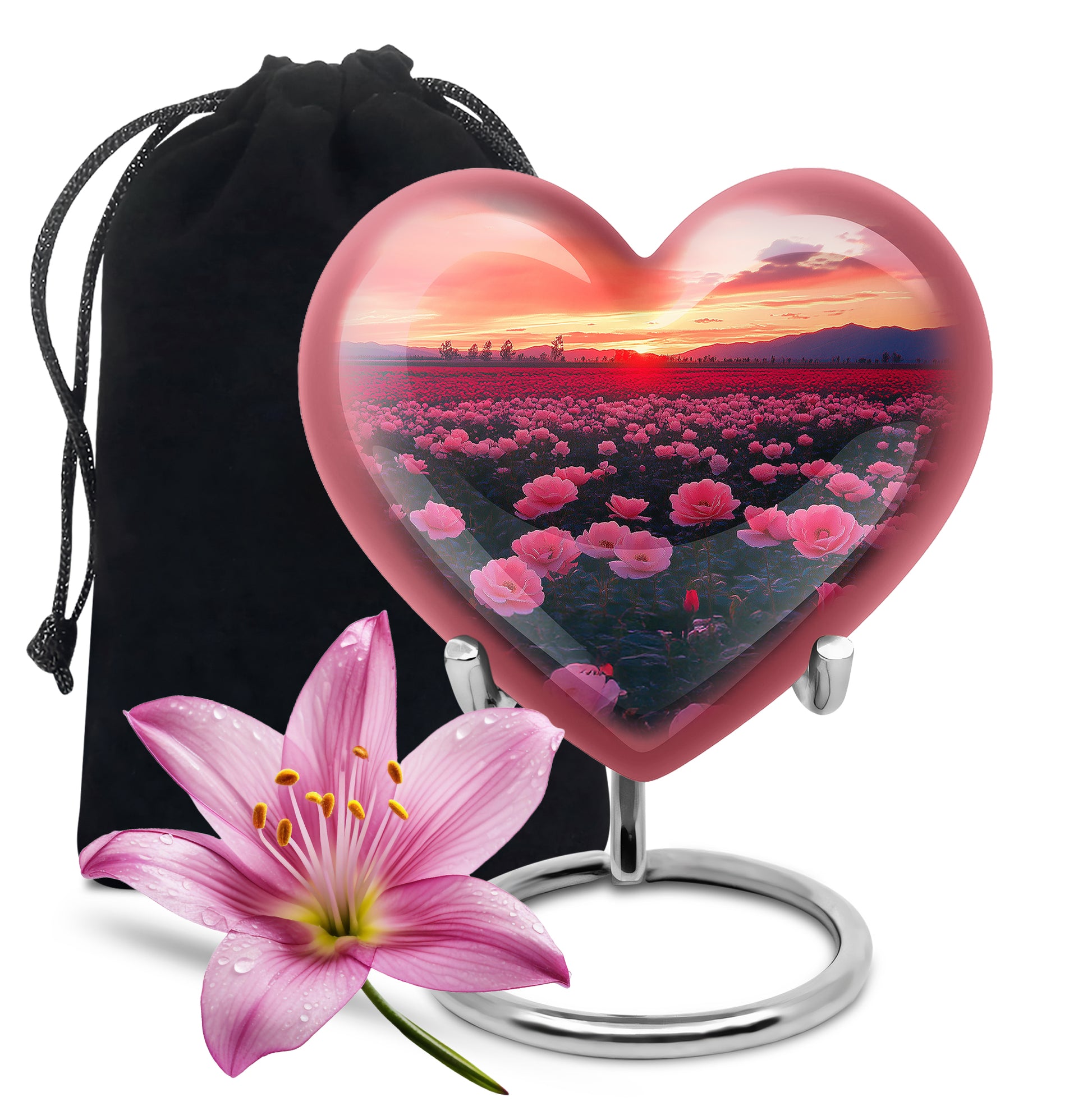 Beautiful Pink Floral Cremation Urn - Sunset Urn For Ashes Adult
