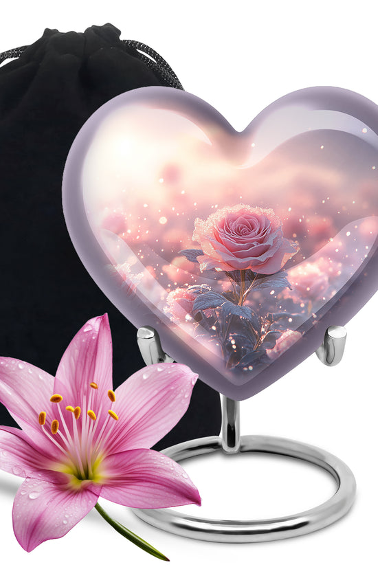 Pink Rose Cremation Urn - Beautiful Memorial Urn For Mother