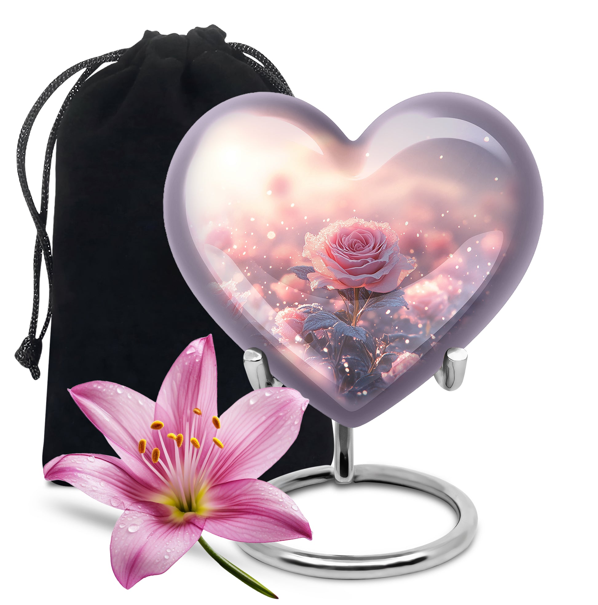 Pink Rose Cremation Urn - Beautiful Memorial Urn For Mother