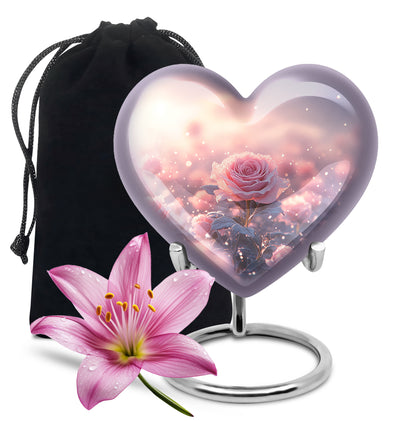 Pink Rose Cremation Urn - Beautiful Memorial Urn For Mother