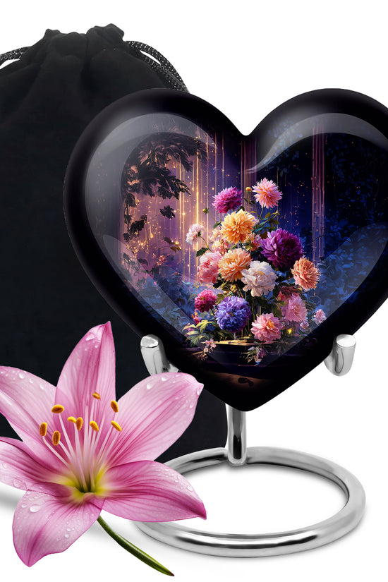 Artistic Flower Memorial Urn - Beautiful Purple Funeral Urn For Female