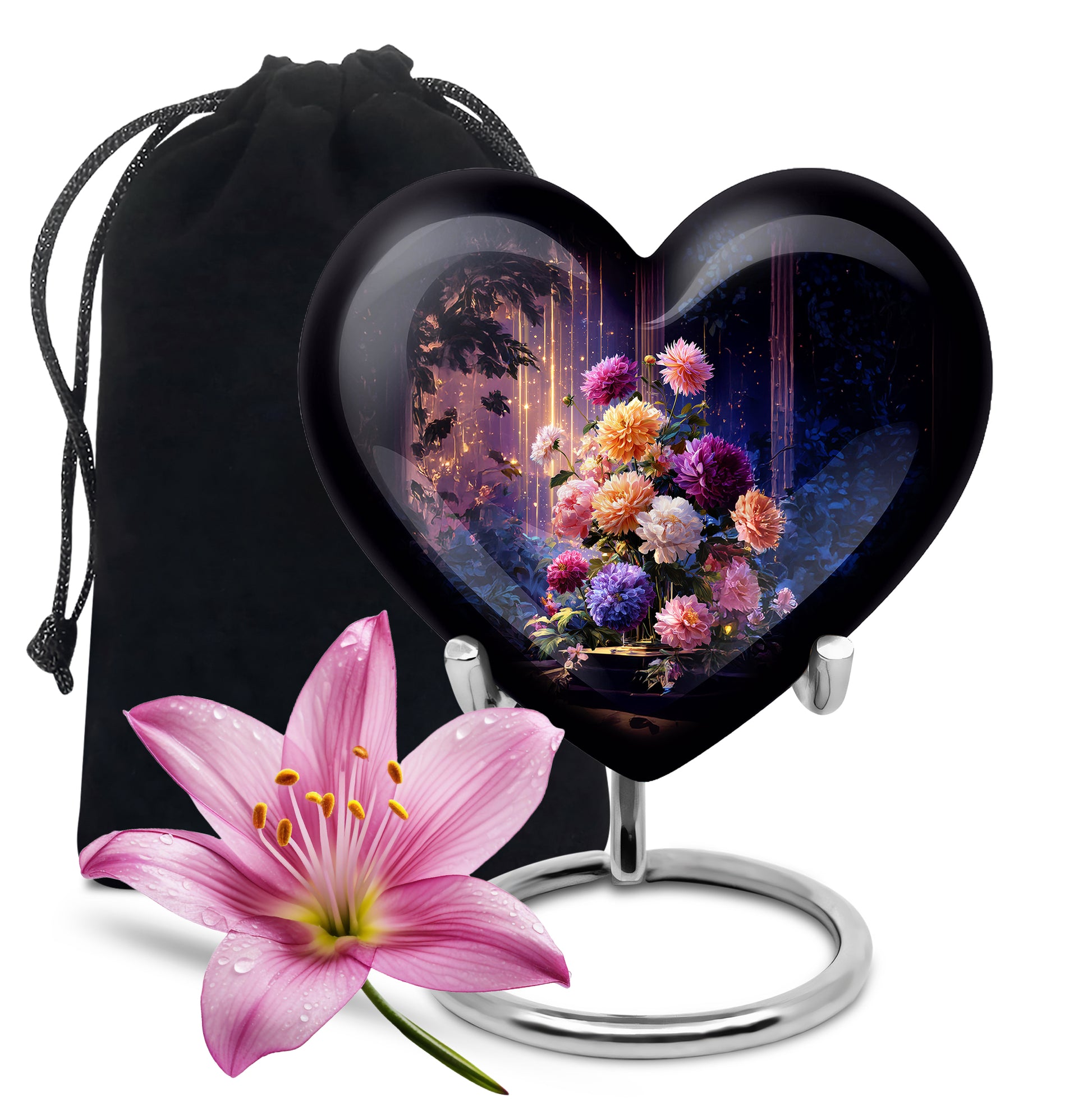 Artistic Flower Memorial Urn - Beautiful Purple Funeral Urn For Female
