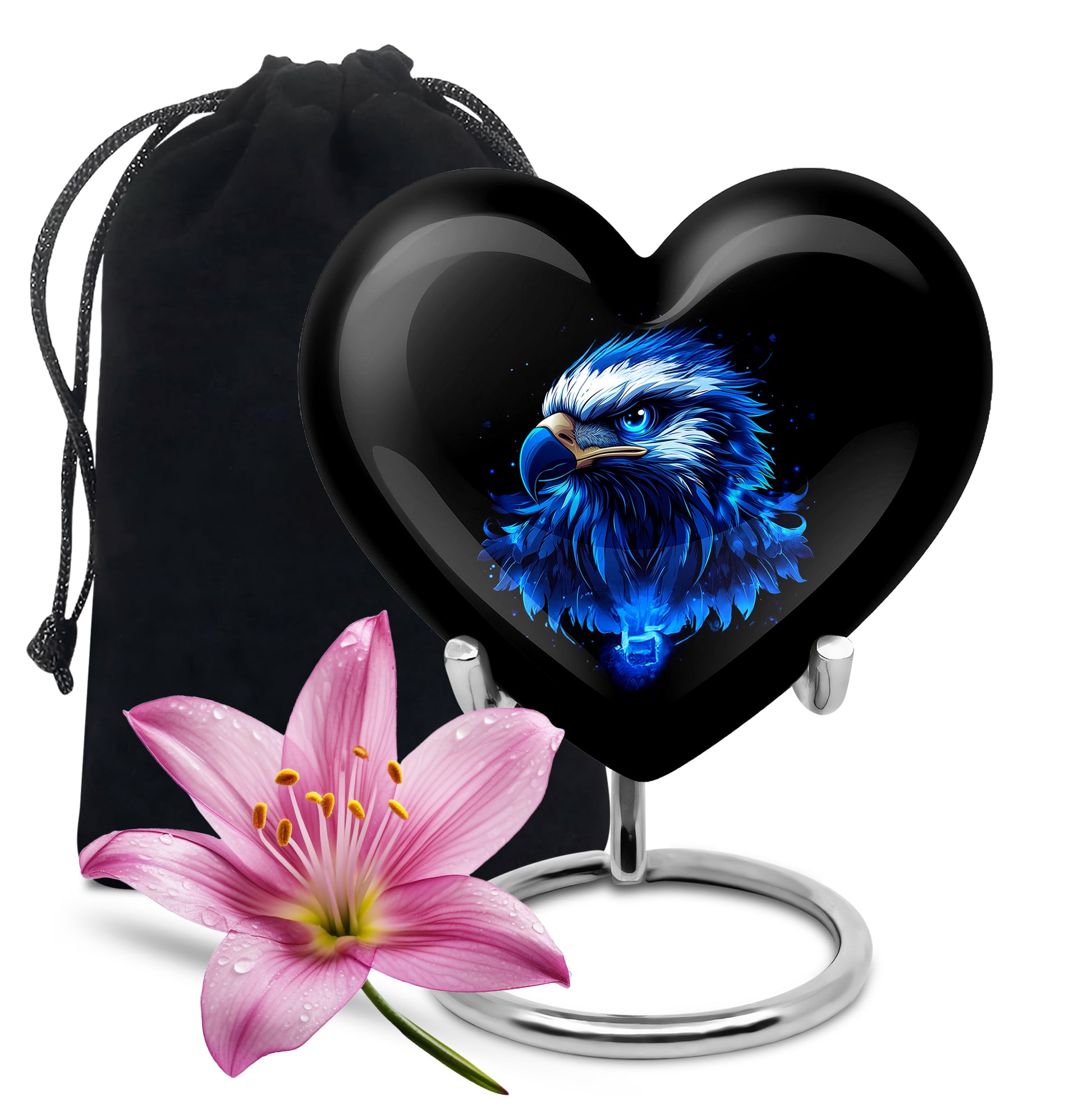 Neon Blue Eagle Art Urn For Funeral - Large Sized Urn For Adult Male