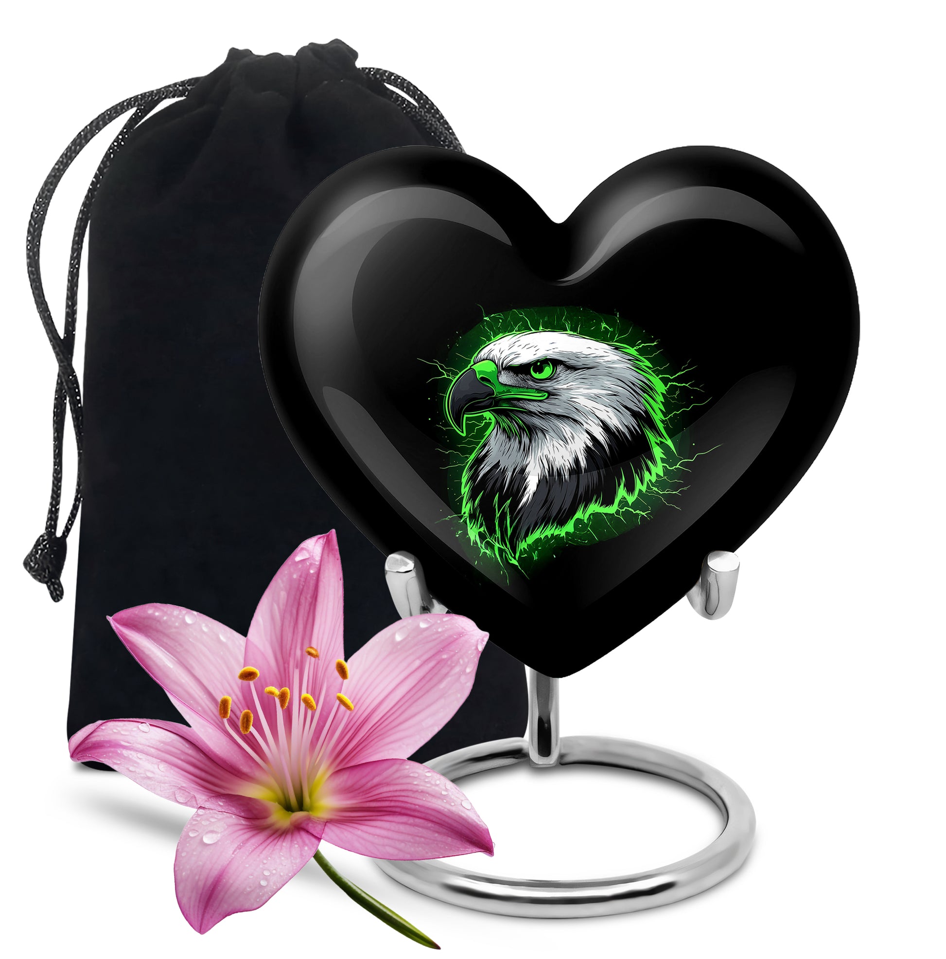 Neon Green Artistic Eagle Urn For Funeral - Large Urn For Adult Male