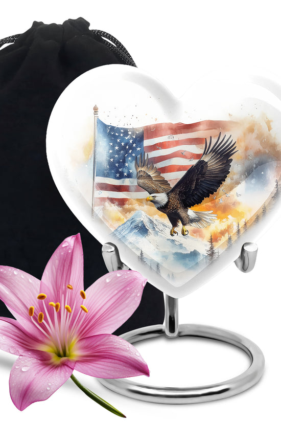 Patriotic Eagle Urn For Men - American Flag Cremation Urn For Sale