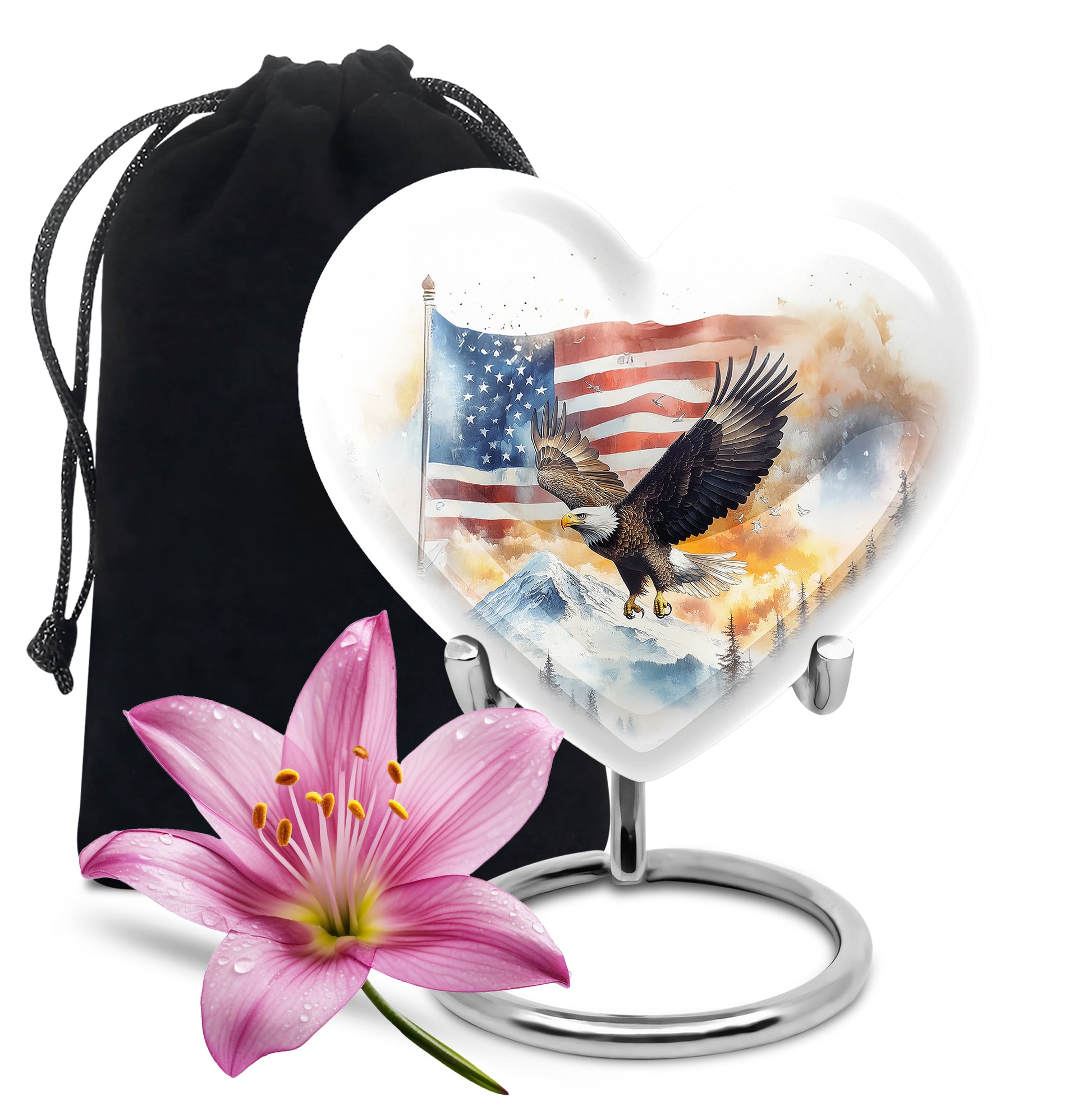 Patriotic Eagle Urn For Men - American Flag Cremation Urn For Sale