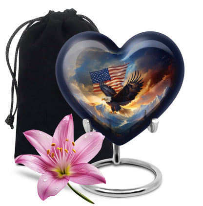 Military Memorial Urn - Bald Eagle Memorial Urn For Loved Ones