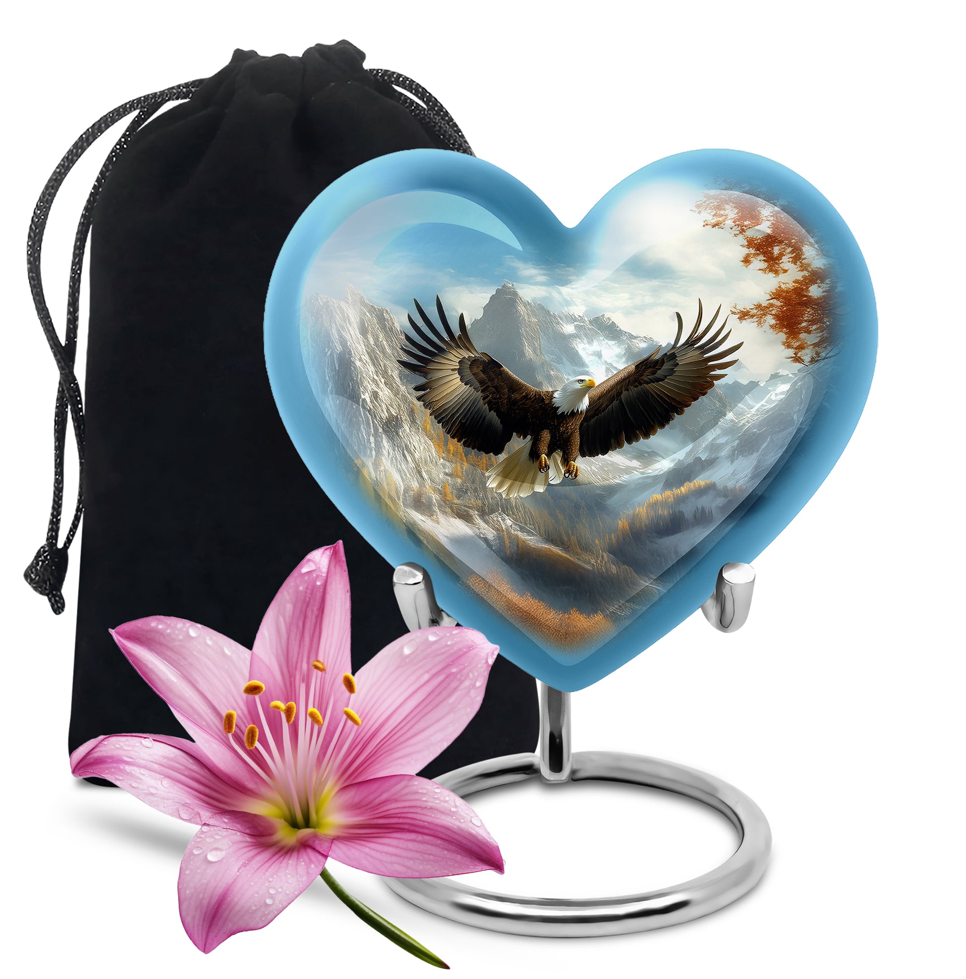 Majestic Eagle Cremation Urn - Scenic Mountain Memorial Urn For Burial