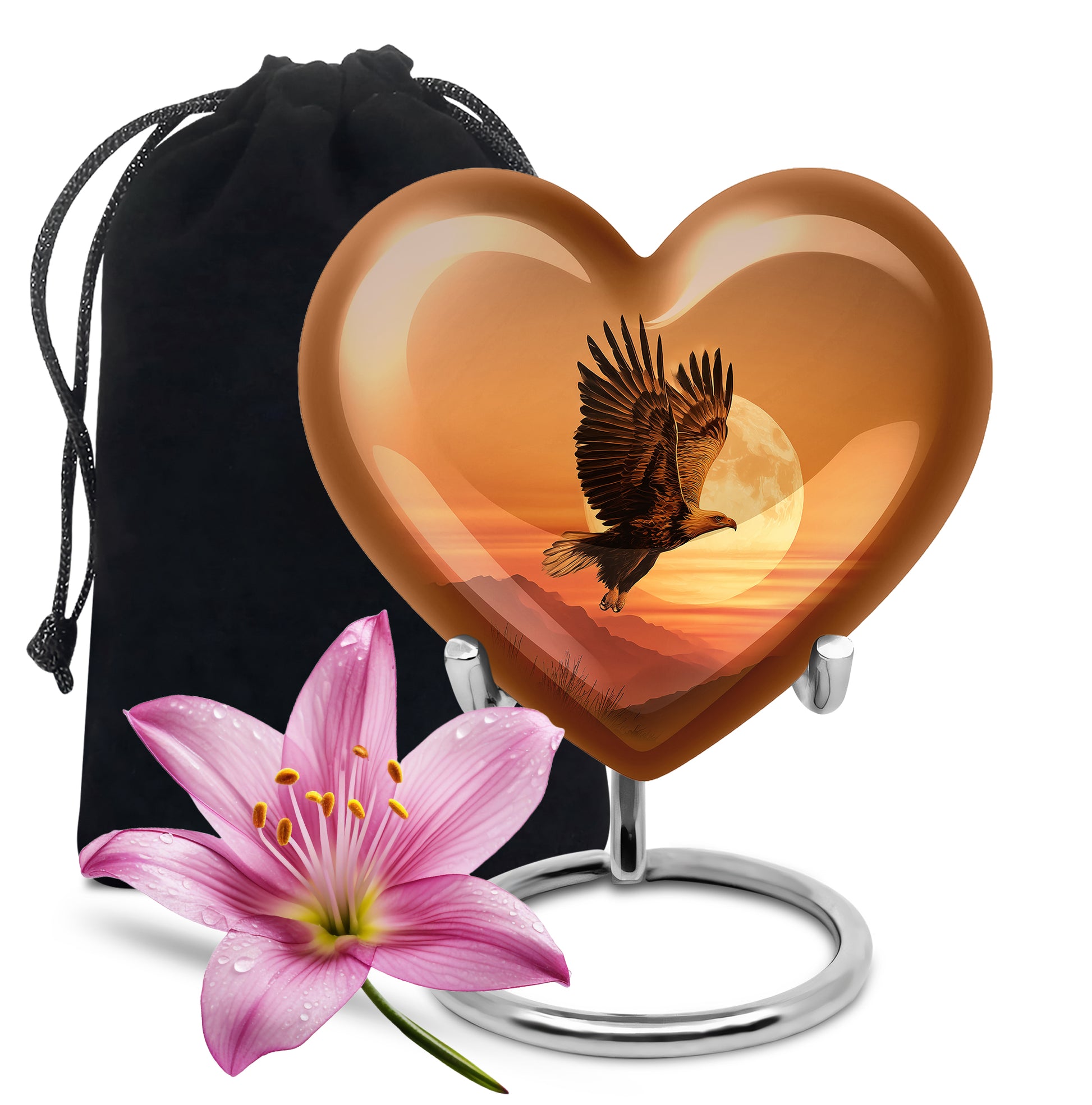 Golden Eagle Sunset Funeral Urn - Beautiful Memorial Urn For Female Ashes
