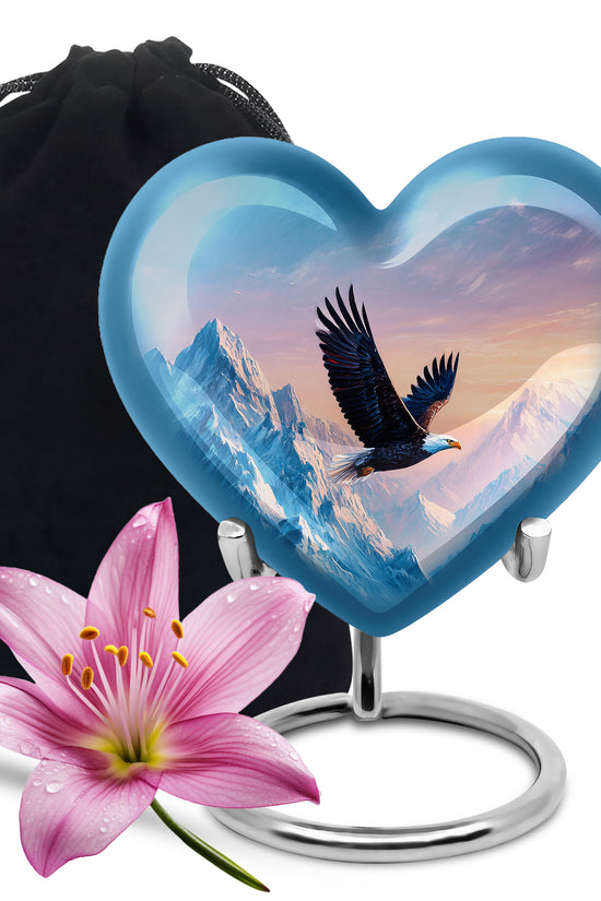 Bald Eagle Memorial Urn - Beautiful Snow Mountain Cremation Urn For Loved Ones