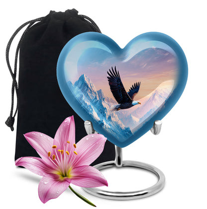 Bald Eagle Memorial Urn - Beautiful Snow Mountain Cremation Urn For Loved Ones