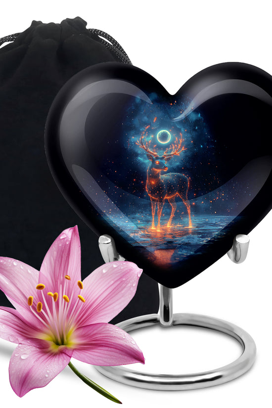Deer Spirit Cremation Urn - Night Forest Memorial Urn For Adults