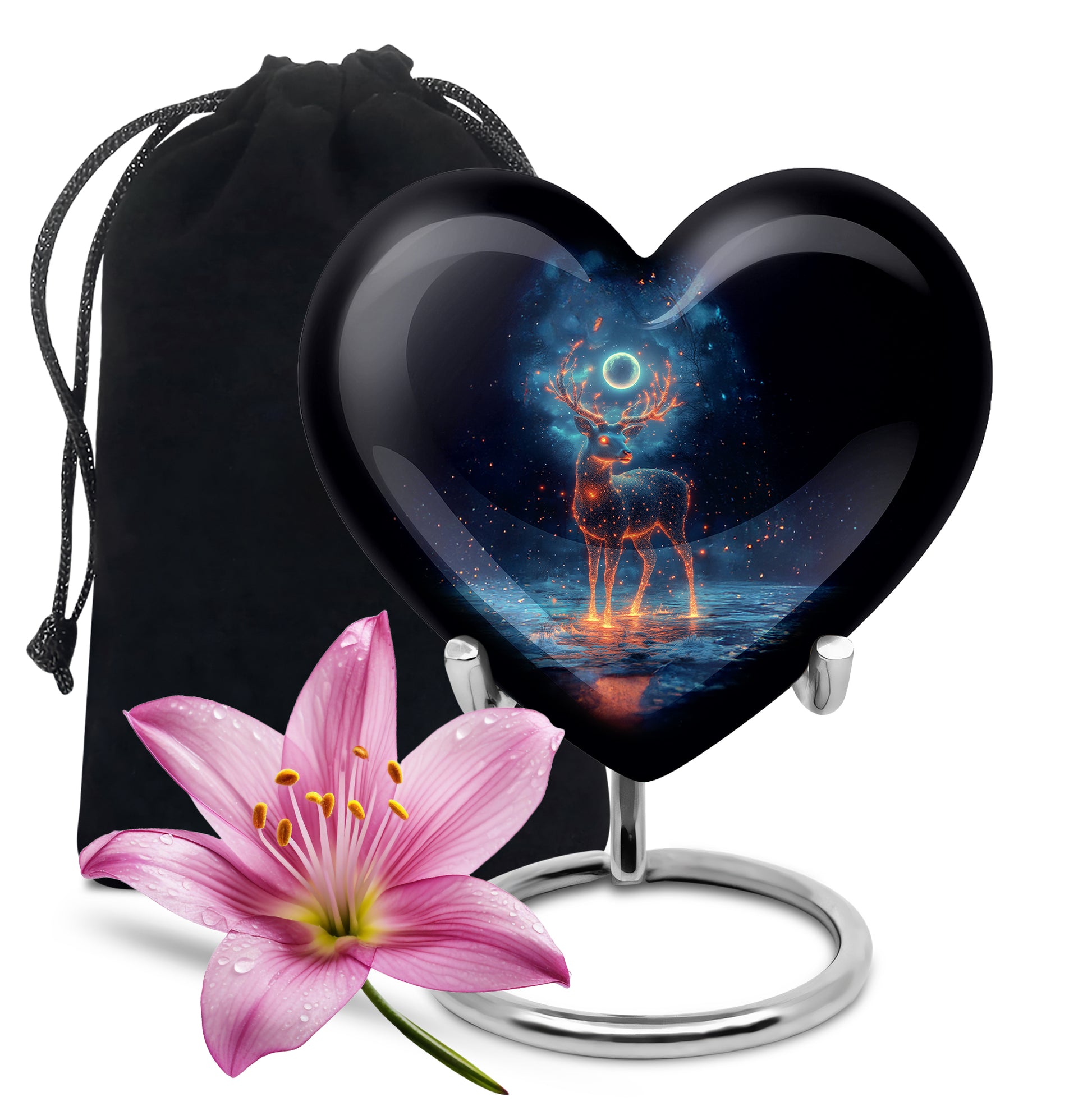 Deer Spirit Cremation Urn - Night Forest Memorial Urn For Adults