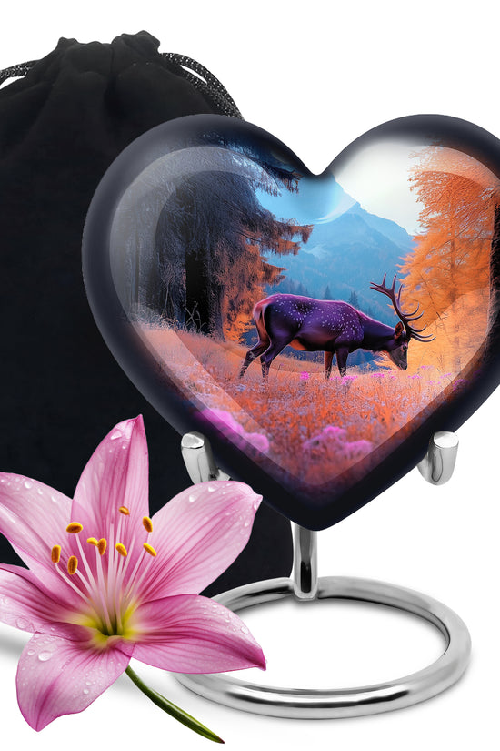 Deer Cremation Urn - Mountain Forest Memorial Urn For Loved Ones