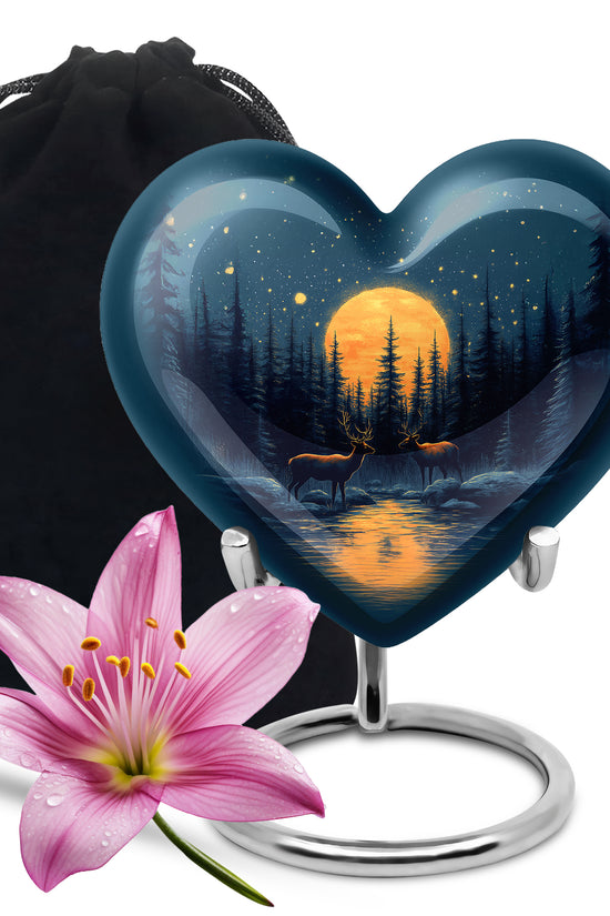 Moonlight Memorial Urn - Deer Forest Cremation Urn For Dad & Mom