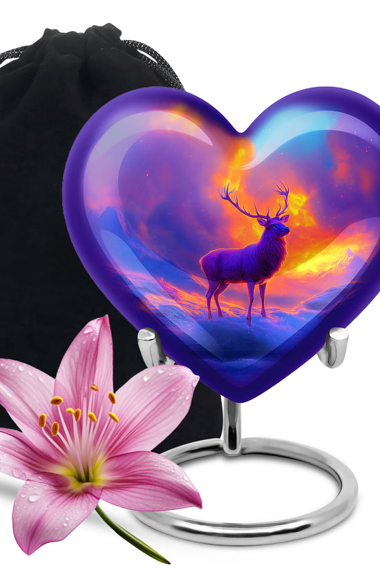 Beautiful Moose Memorial Urn - Purple Cremation Urn For Male & Female