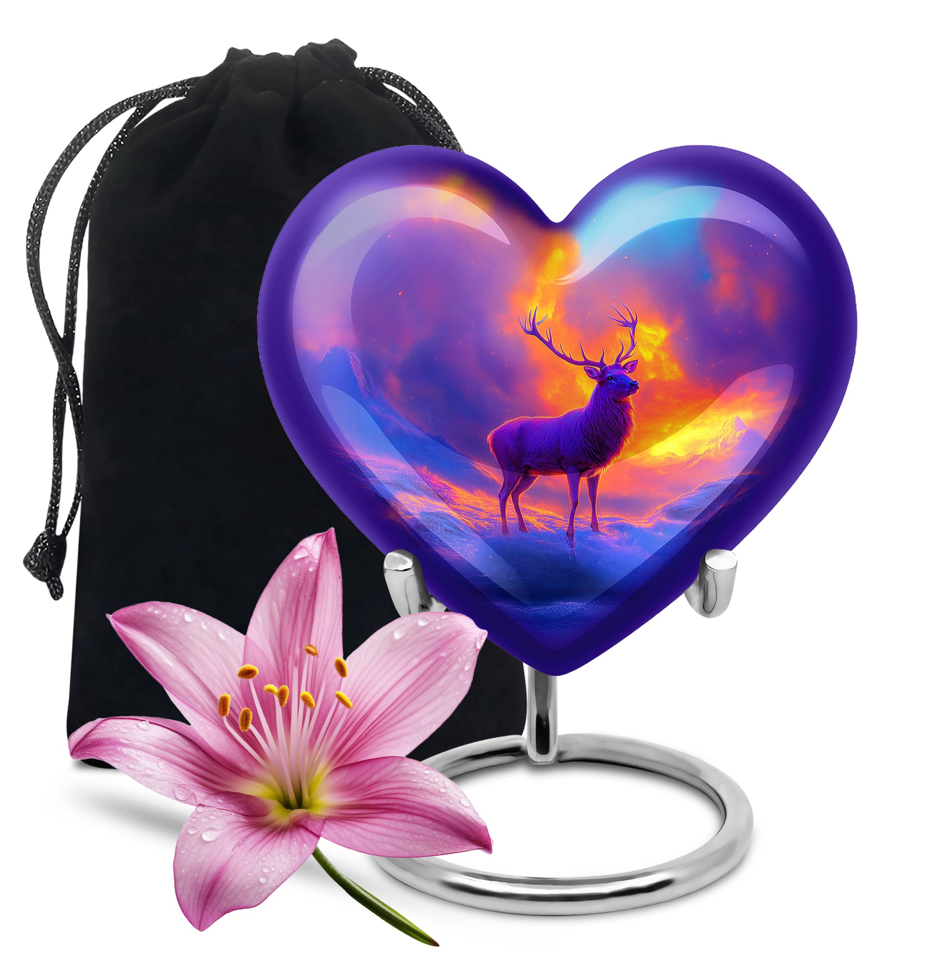 Beautiful Moose Memorial Urn - Purple Cremation Urn For Male & Female