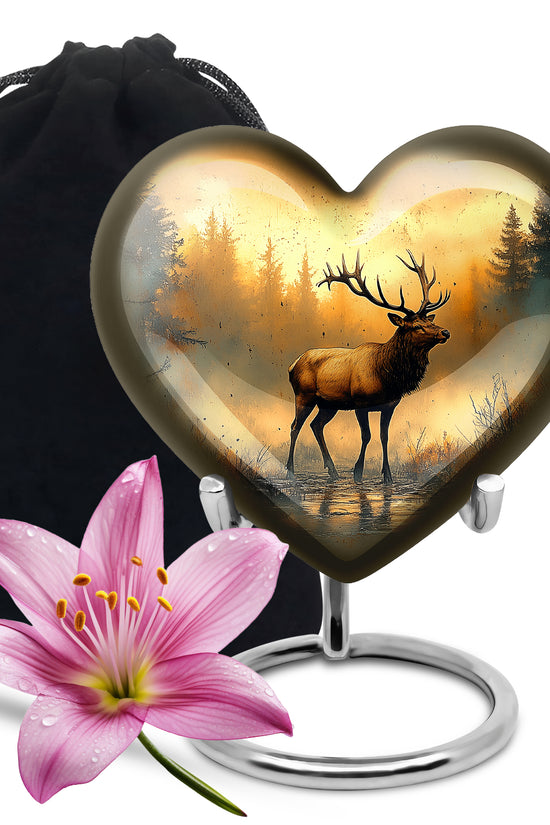 Golden Sunset Deer Cremation Urn - Peaceful Forest Memorial Urn For Loved Ones