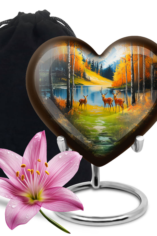 Deer Family Memorial Urn - Artistic Mountain Urn For Male & Female