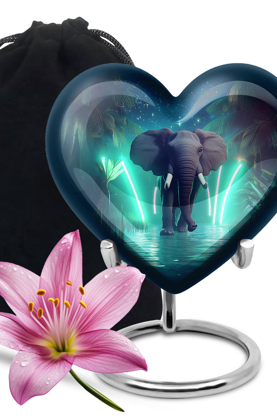 Glowing Elephant Cremation Urn - Forest Memorial Urn For Adults