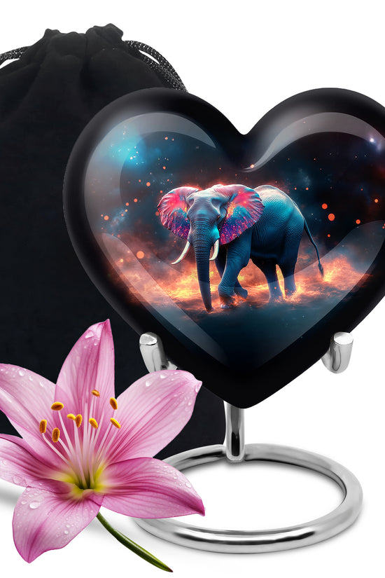 Cosmic Elephant Urn Memorial For Men - Galaxy Urn For Funeral