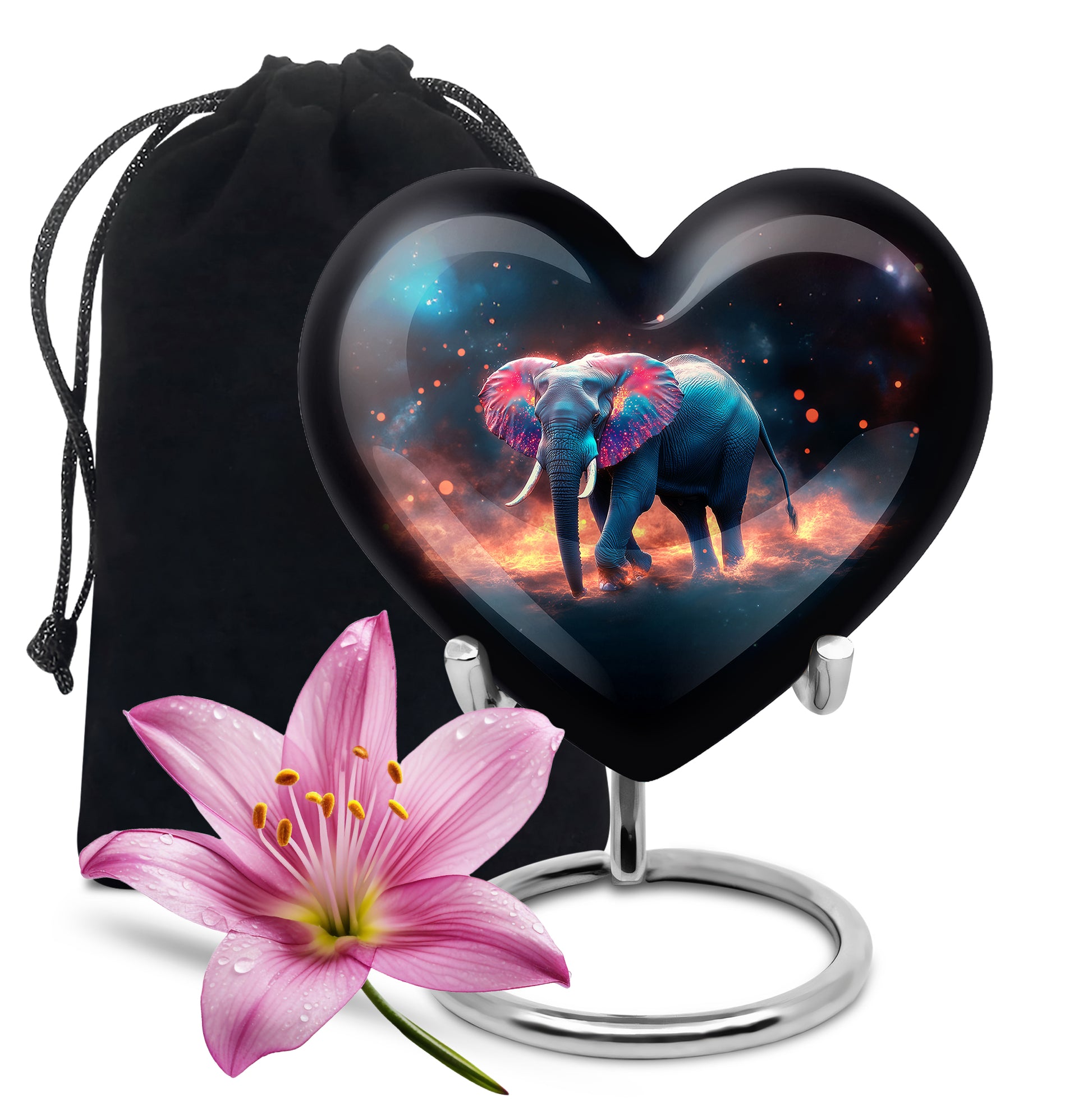 Cosmic Elephant Urn Memorial For Men - Galaxy Urn For Funeral