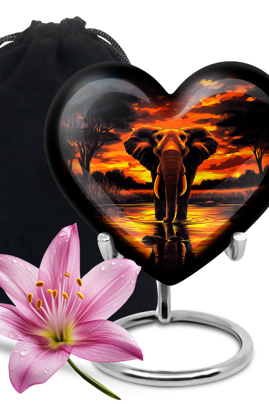 Sunset Elephant Burial Urn For Ashes - Cremation Urn For Men & Women